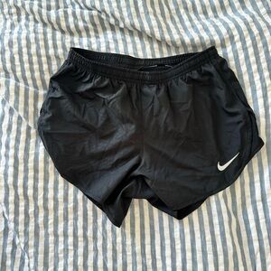 Nike Black Women's Athletic Running Shorts with White Swoosh